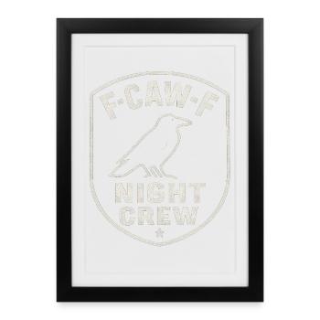 F-Caw-F Équipe de Nuit Corbeau Corbeau Humour de Nuit - Affiche encadrée (27 × 37 cm) - noir - Devant