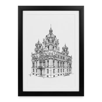 Historic Baroque building illustration - Framed poster (27 × 37 cm) - black - Front