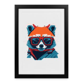 Fierce and Fiery: Retro Red Panda T-Shirt - Framed poster (27 × 37 cm) - black - Front