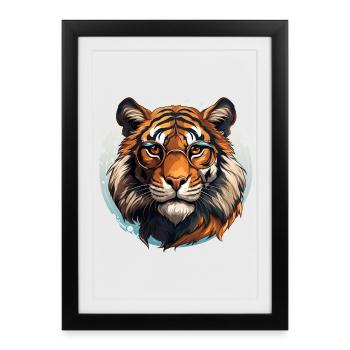 Tiger with glasses - Framed poster (27 × 37 cm) - black - Front