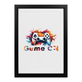 Controller GameON - Gerahmtes Poster (27 × 37 cm) - Schwarz - Vorne