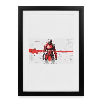 Futuristic Cyber Samurai - Framed poster (27 × 37 cm) - black - Front