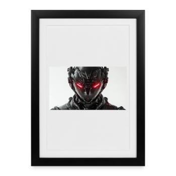Futuristic robot with red glowing eyes - Framed poster (27 × 37 cm) - black - Front