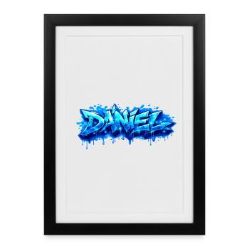 Graffiti DANIEL Name Gift Ideal Printable - Framed poster (27 × 37 cm) - black - Front