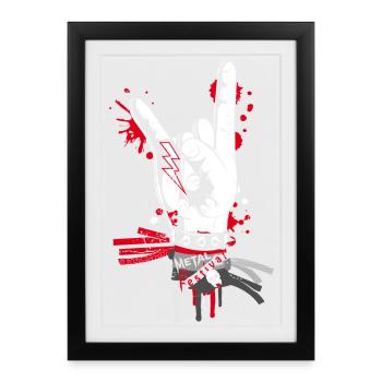 Metal and rock hand sign - Framed poster (27 × 37 cm) - black - Front