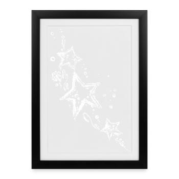 étoiles avec ornement de gouttes d'eau - Affiche encadrée (27 × 37 cm) - noir - Devant