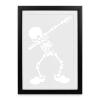 Dab dabbende sabot hollandais squelette hollandais - Affiche encadrée (27 × 37 cm) - noir - Devant