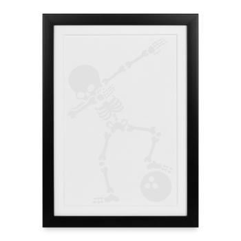 Dab skeleton dabbing bowling ball - Affiche encadrée (27 × 37 cm) - noir - Devant