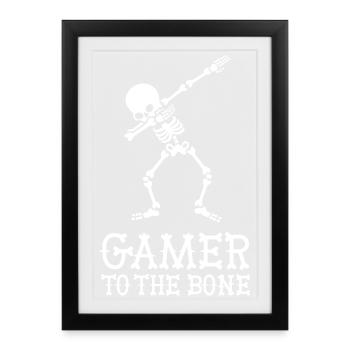 «GAMER TO THE BONE» DAB DABBING Skeleton Gaming - Affiche encadrée (27 × 37 cm) - noir - Devant