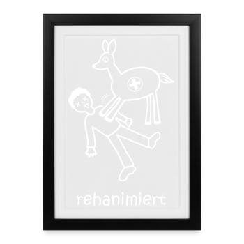 rehanimiert, lustiges Reh Krankenschwester Rettung - Gerahmtes Poster (27 × 37 cm) - Schwarz - Vorne