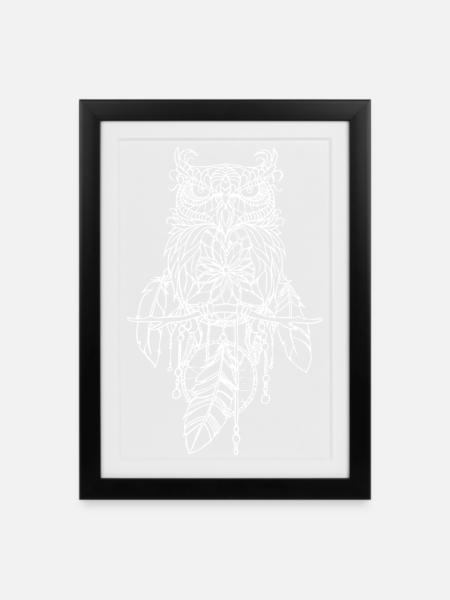 Dream owl - Framed poster (27 × 37 cm) - black