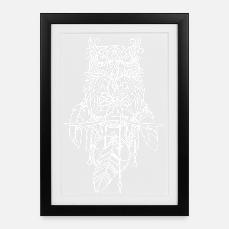 Dream owl - Framed poster (27 × 37 cm) - black