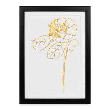 Rose en or - Affiche encadrée (27 × 37 cm) - noir - Devant
