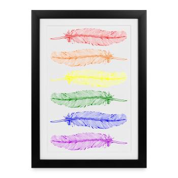Feathers Rainbow - Framed poster (27 × 37 cm) - black - Front