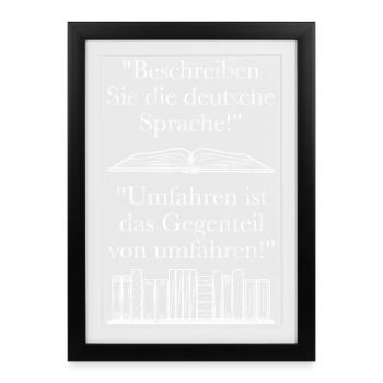 Circumventing Language Wit Funny German Design - Framed poster (27 × 37 cm) - black - Front