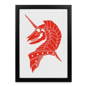 Red Gothic Unicorn - Framed poster (27 × 37 cm) - black - Front
