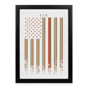Drapeau des États-Unis Rétro - Affiche encadrée (27 × 37 cm) - noir - Devant
