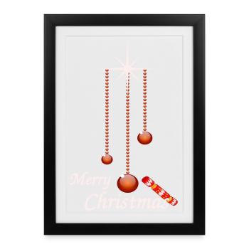 Boules de Noël avec bonbons - Affiche encadrée (27 × 37 cm) - noir - Devant