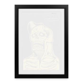 Dessin au trait du sweat à capuche tête de mort - Affiche encadrée (27 × 37 cm) - noir - Devant