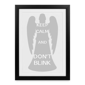 Keep calm and don't blink [ange gris] - Affiche encadrée (27 × 37 cm) - noir - Devant