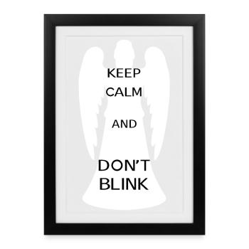 Keep calm and don't blink [ange blanc] - Affiche encadrée (27 × 37 cm) - noir - Devant
