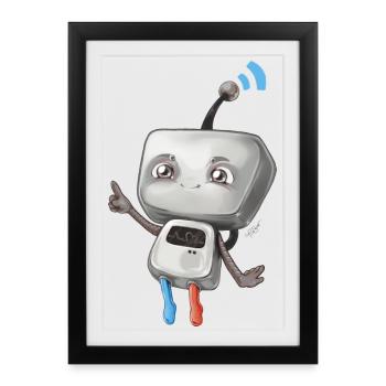 Petit robot - Affiche encadrée (27 × 37 cm) - noir - Devant