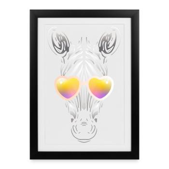 Zebra with Sunglasses - Framed poster (27 × 37 cm) - black - Front