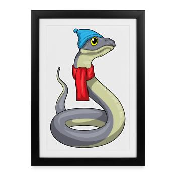 Chapeau d’hiver en forme de serpent - Affiche encadrée (27 × 37 cm) - noir - Devant