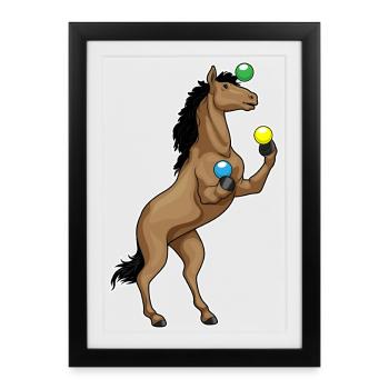 Horse juggler juggling - Framed poster (27 × 37 cm) - black - Front