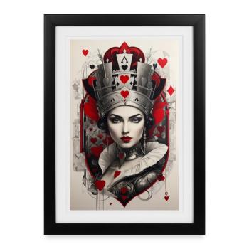 Cyberpunk fantastique de la Reine de Cœur - Affiche encadrée (27 × 37 cm) - noir - Devant