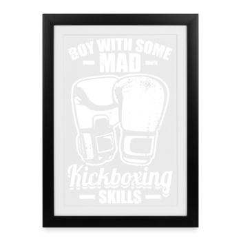 Boy with crazy kickboxing skills - Framed poster (27 × 37 cm) - black - Front
