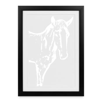 weißes Pferd weiß Pferde T-shirt Geschenk Reiter  - Gerahmtes Poster (27 × 37 cm) - Schwarz - Vorne