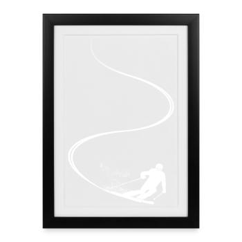 Piste de ski, Après-ski, Sports d’hiver, Vacances au ski - Affiche encadrée (27 × 37 cm) - noir - Devant