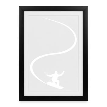 Snowboard, Piste, Sports d’hiver, Vacances au ski - Affiche encadrée (27 × 37 cm) - noir - Devant