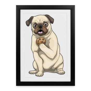 Pug Cookie - Affiche encadrée (27 × 37 cm) - noir - Devant
