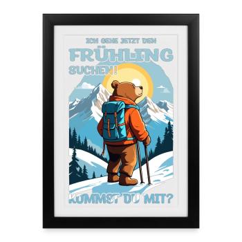 Ours à la recherche du printemps - Affiche encadrée (27 × 37 cm) - noir - Devant