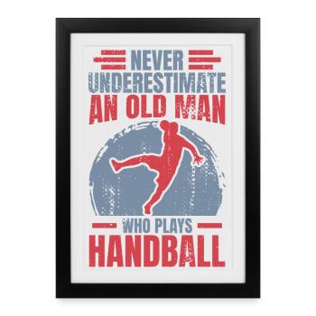 Handball Grandfather - Framed poster (27 × 37 cm) - black - Front