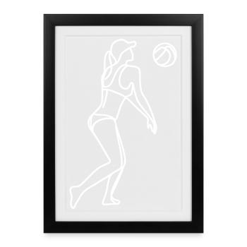 Beach Volleyballerin Zeichnung - Gerahmtes Poster (27 × 37 cm) - Schwarz - Vorne