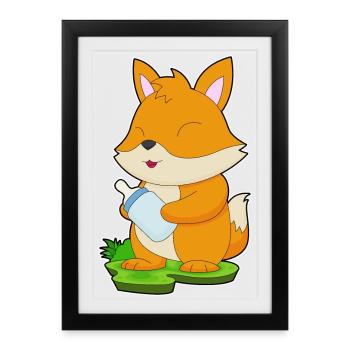Fox Baby Bottle - Framed poster (27 × 37 cm) - black - Front