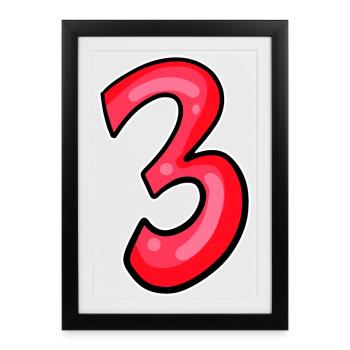 Three - 3 - Number 3 - Number 3 - Framed poster (27 × 37 cm) - black - Front