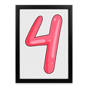 4 - Four Number Number - Framed poster (27 × 37 cm) - black - Front