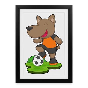 Chien Joueur De Football Football - Affiche encadrée (27 × 37 cm) - noir - Devant