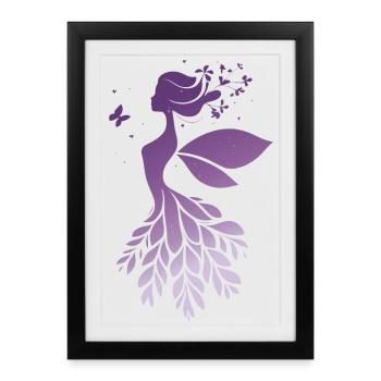Conte de fées Silhouette de fée Violet Nature Design - Affiche encadrée (27 × 37 cm) - noir - Devant