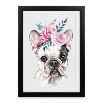 Bouledogue français - Affiche encadrée (27 × 37 cm) - noir - Devant