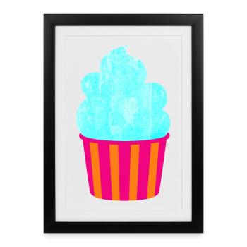 Glace Glace Coupe à Glace Strips Cyan Crème Glacée D’été - Affiche encadrée (27 × 37 cm) - noir - Devant