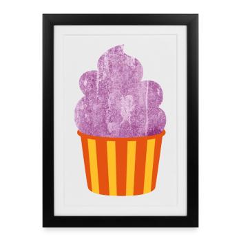 Cream Cream Mug Strips Purple Summer Cream - Framed poster (27 × 37 cm) - black - Front