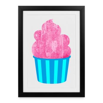 Cream Mug Strips Pink Summer Cream - Affiche encadrée (27 × 37 cm) - noir - Devant