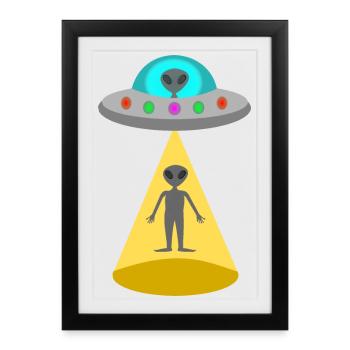 UFO Alien Landing Sci-Fi fantasy art - Framed poster (27 × 37 cm) - black - Front