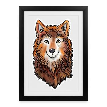 Wolf's Head (Brown Fur) - Framed poster (27 × 37 cm) - black - Front
