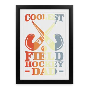 Papa de hockey cool - Affiche encadrée (27 × 37 cm) - noir - Devant